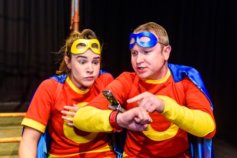 DINNER TIME -Luke Walker as Captain Clever and Emily Spowage as Captain Conker  - TADPOLES - Photos by  Lewis Wileman